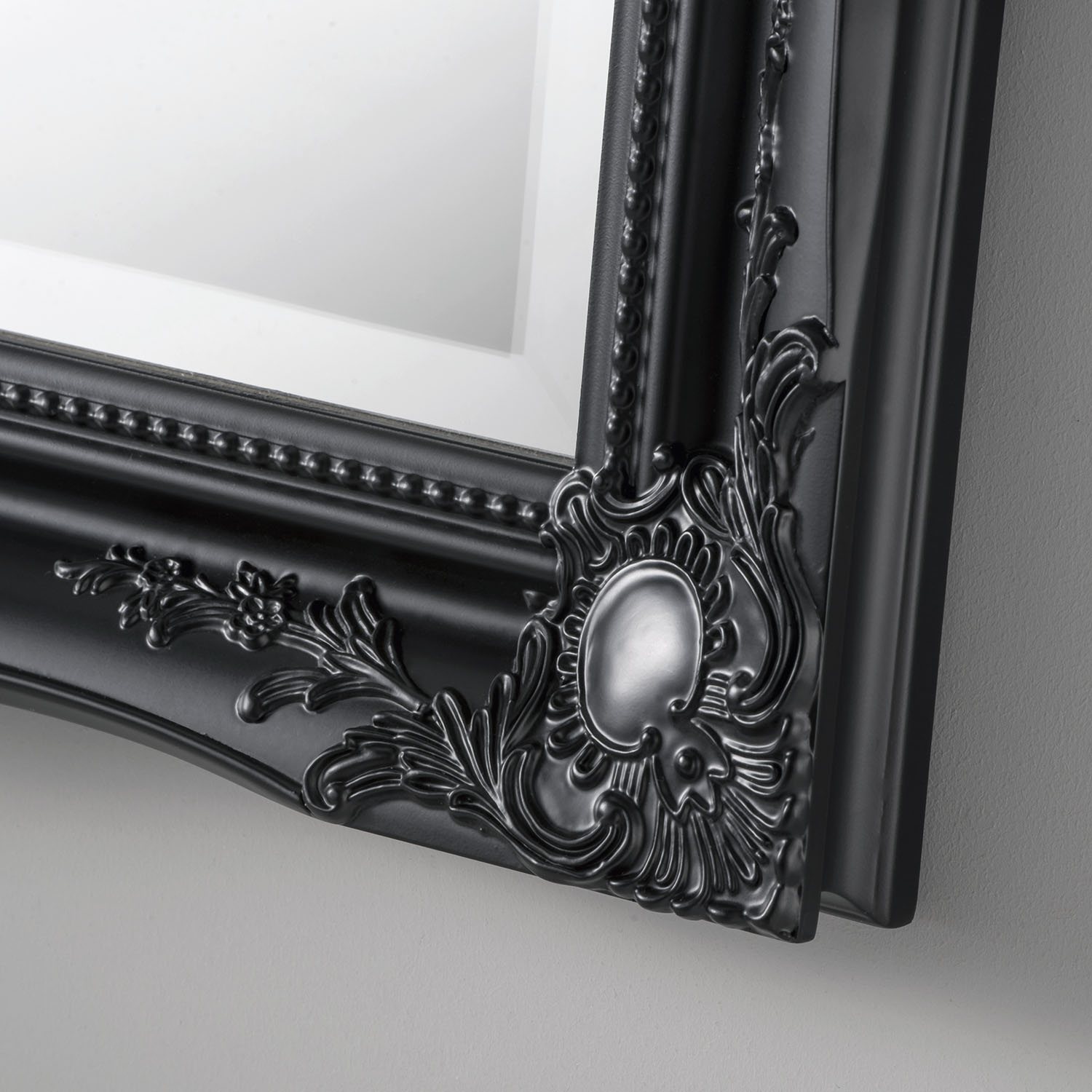 Ornate Black 42” X 30” Bevel Mirror | Mirrors | Hills Furniture Store