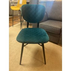 Pair of Stitch Dining Chairs Teal Velvet