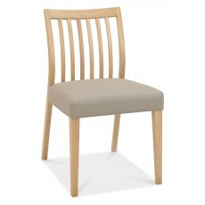 Revox Oak Low Slat Back Dining Chair - Grey Bonded Leather (Pair)
