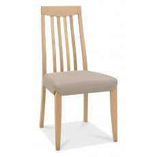 Revox Oak Slat Back Dining Chair - Grey Bonded Leather (Pair)