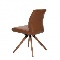 Diaz Swivel Dining Chair Without Arm & Recling Chair Back- Soleda Leather All Over C Leg