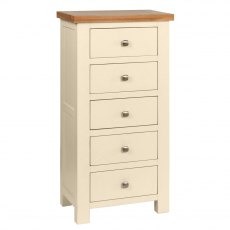 Thetford 5 Drawer Tall Chest / Ivory