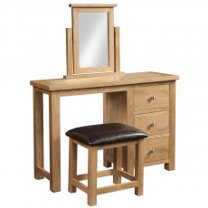 Thetford Single Pedestal Dressing Table And Stool / Oak
