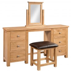 Thetford Double Pedestal Dressing Table and Stool / Oak