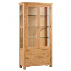 Thetford Dining Collection Glazed Display Cabinet With Lights OAK