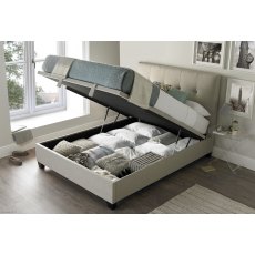 Corsa 135cm Ottoman Storage Bed Pendal Oatmeal Fabric