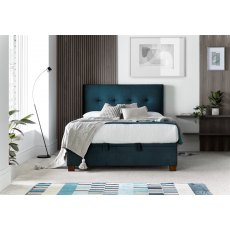 Corsa 135cm Ottoman Storage Bed Deep Ocean Blue Vogue Fabric