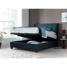 Corsa 135cm Ottoman Storage Bed Deep Ocean Blue Vogue Fabric