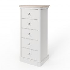 Kentwell Oak Top 5 Drawer Wellington Chest - Soft Close Drawers