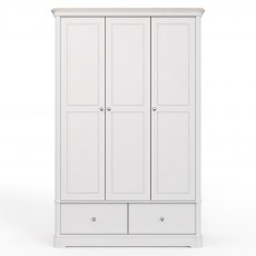 Kentwell Oak Top Triple Wardrobe -With Drawers - Soft Close Drawers