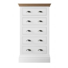 Burford Oak Top 5 Drawer Wellington Chest