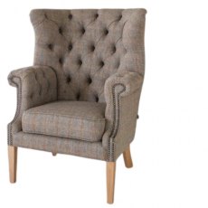 Country Collection Kensington Deluxe Chair with Buttoned Arms 3HTW Hunting Lodge & Tan Leather