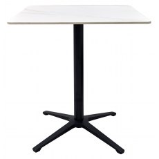 Carmen White Sintered Stone Square Bistro Table - BLACK BASE