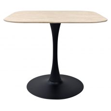 Dico Beige Sintered Stone Square Bistro Table - BLACK BASE