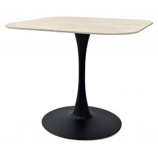 Dico Beige Sintered Stone Square Bistro Table - BLACK BASE