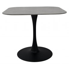 Dico Grey Sintered Stone Square Bistro Table - BLACK BASE