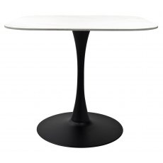 Dico White Sintered Stone Square Bistro Table - BLACK BASE