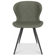 Cadell Dining Chair - Olive Faux Leather with Black Legs