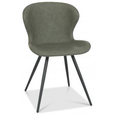 Cadell Dining Chair - Olive Faux Leather with Black Legs