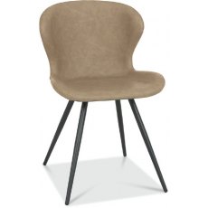 Cadell Dining Chair - Stone Faux Leather with Black Legs