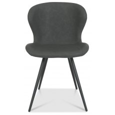 Cadell Dining Chair - Dark Grey Faux Leather with Black Legs