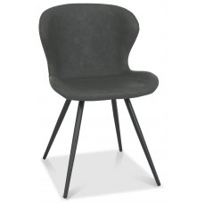 Cadell Dining Chair - Dark Grey Faux Leather with Black Legs