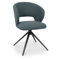 Rothko Swivel Dining Chair - Blue Boucle Fabric