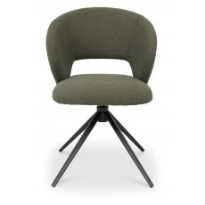 Rothko Swivel Dining Chair - Green Boucle Fabric