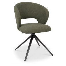 Rothko Swivel Dining Chair - Green Boucle Fabric