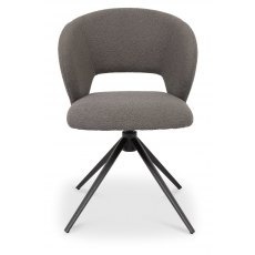 Rothko Swivel Dining Chair - Grey Boucle Fabric