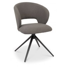 Rothko Swivel Dining Chair - Grey Boucle Fabric