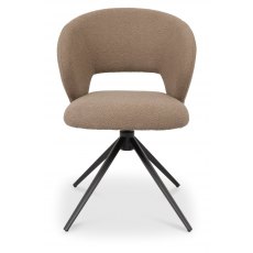 Rothko Swivel Dining Chair - Beige Boucle Fabric