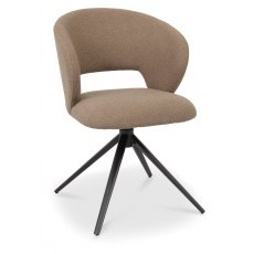 Rothko Swivel Dining Chair - Beige Boucle Fabric