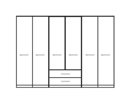 Zambia Collection Functional units with passepartout frame/ 6 Door 2  Drawer / Handles in silver