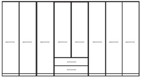 Zambia Collection Functional units with passepartout frame/ 8 Door 2 Drawer / Handles in silver