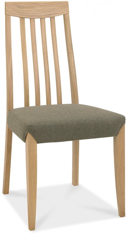 Slat Back Dining Chair - Black Gold Fabric (Pair) Oak