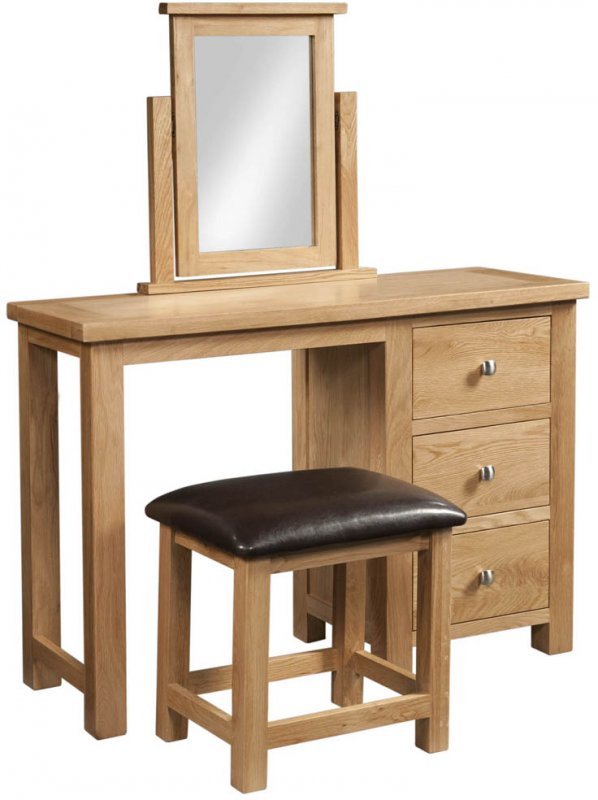 Thetford Single Pedestal Dressing Table And Stool / Oak