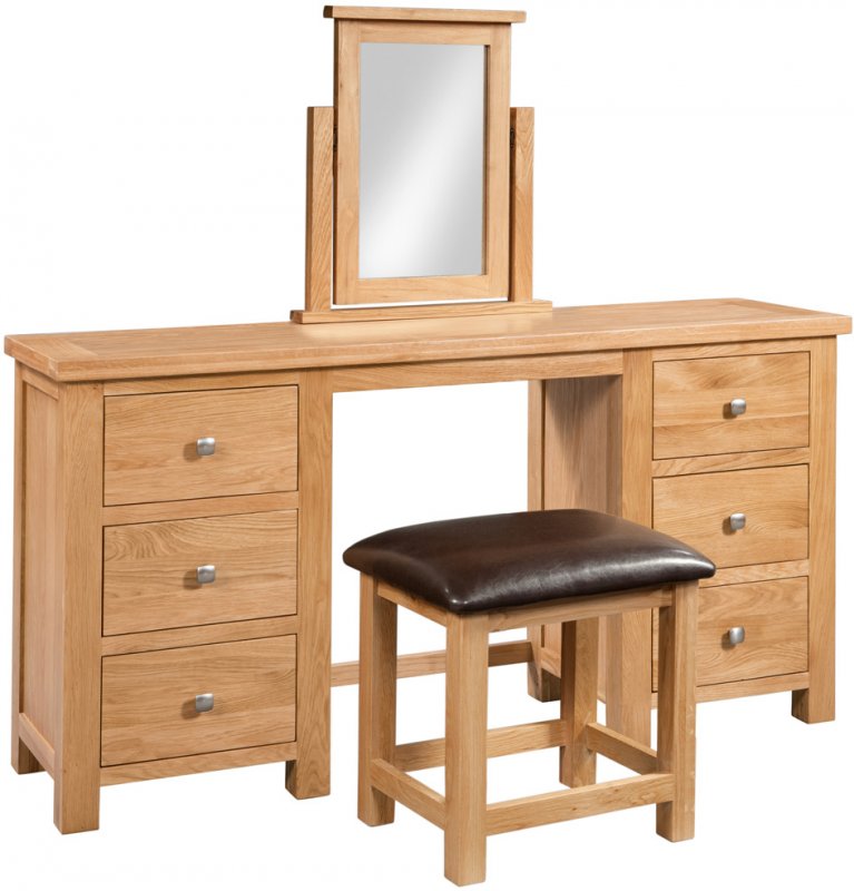 Thetford Double Pedestal Dressing Table and Stool / Oak