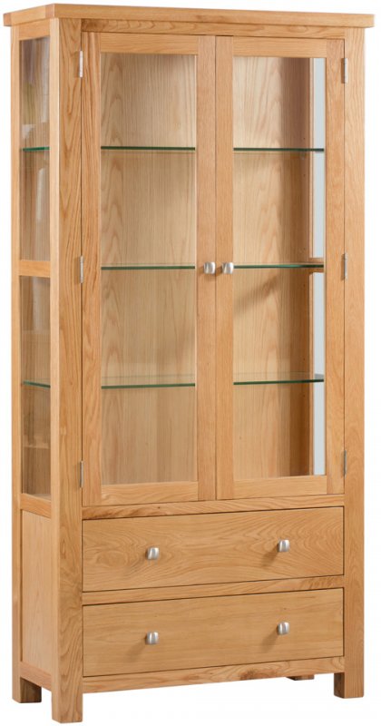 Thetford Dining Collection Glazed Display Cabinet With Lights OAK