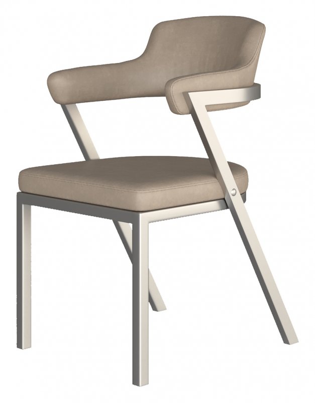 Dining Chair - Brushed stainless steel frame in taupe PU