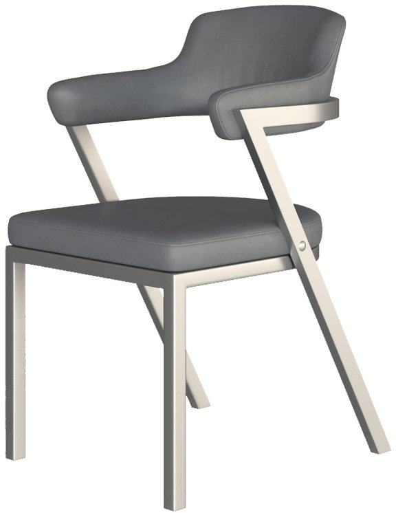 Dining Chair - Brushed stainless steel frame in grey PU