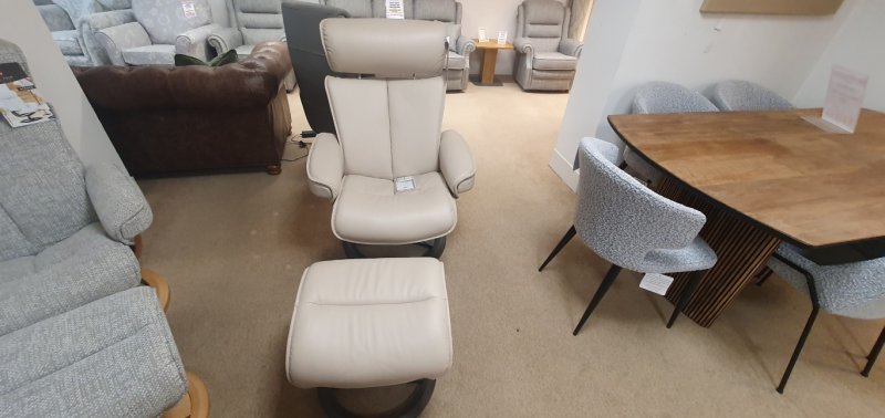 G-Plan Bergen Large Swivel Recliner and Stool Leather