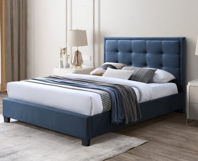 Deco Small Double Bedstead Bolero Blue Steel Fabric