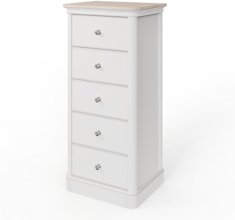 Kentwell Oak Top 5 Drawer Wellington Chest - Soft Close Drawers