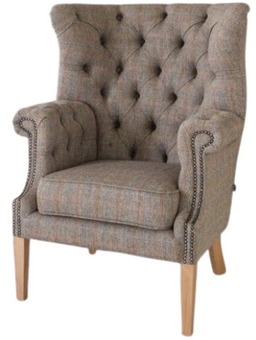 Kensington Deluxe Chair with Buttoned Arms 3HTW Hunting Lodge & Tan Leather 