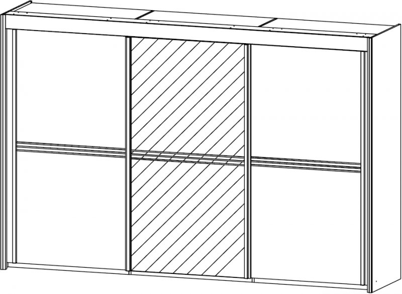 300cm Wide 2 Colured Glass / 1 Mirrored Door Wardobe 235cm High