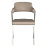 Dining Chair - Brushed stainless steel frame in taupe PU