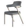 Dining Chair - Brushed stainless steel frame in grey PU