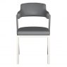 Dining Chair - Brushed stainless steel frame in grey PU