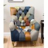 Country Collection Bamford Club Patchwork Armchair Chair with Medium wood Legs- FastTrack